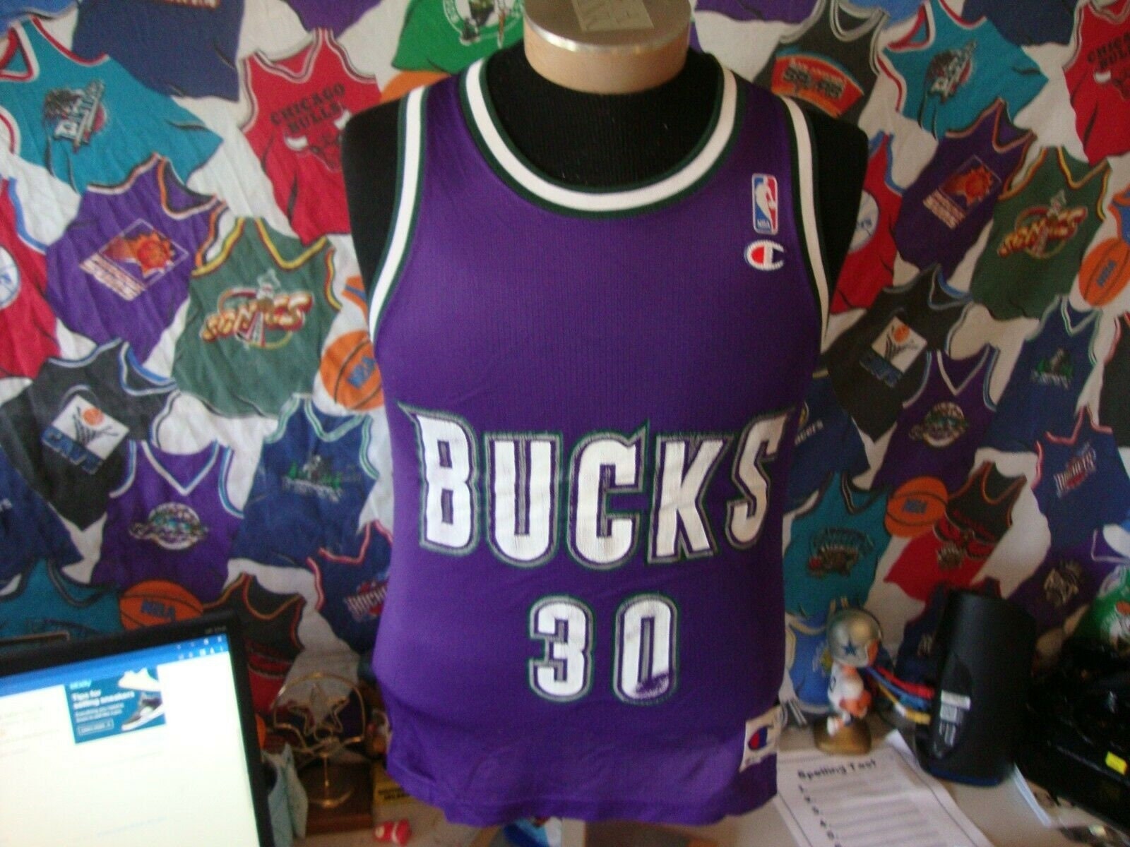 Vintage 90's Milwaukee Bucks Blue Edwards Champion Jersey 36 - Etsy