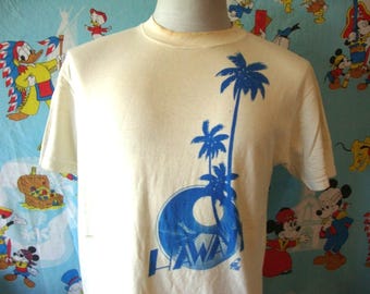 Vintage 80-tals Poly Tees Hawaii papegoja turist T-shirt M