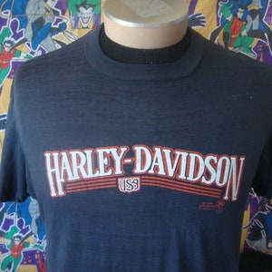 Vintage 80s Harley Davidson Motorcycle Biker 1988 3D Emblem thin T Shirt M