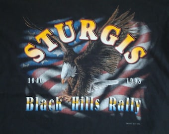 Vintage American Motorcycle Biker Black Hills Rally Race T Shirt L