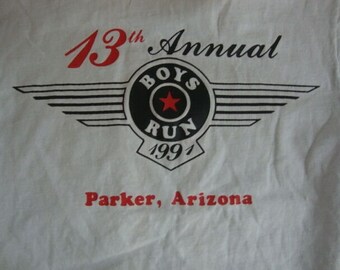 Vintage Parker Arizona 13th Annual Boys Run 1997 Grey T Shirt Men's Size M