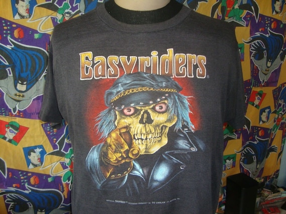 Vintage 80's Easyriders Motorcycle 3D Emblem Biker T Shirt L 