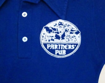 Vintage Partners Pub Polo Collar 70's Disco Punk Rock Bar 50/50 T Shirt S