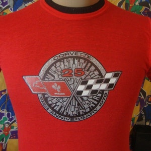 Vintage 70s Chevy Corvette 25th Anniversary Iron On t Shirt S