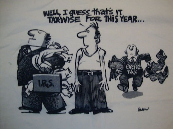 Vintage Political Cartoon IRS Taxes Funny White C… - image 1