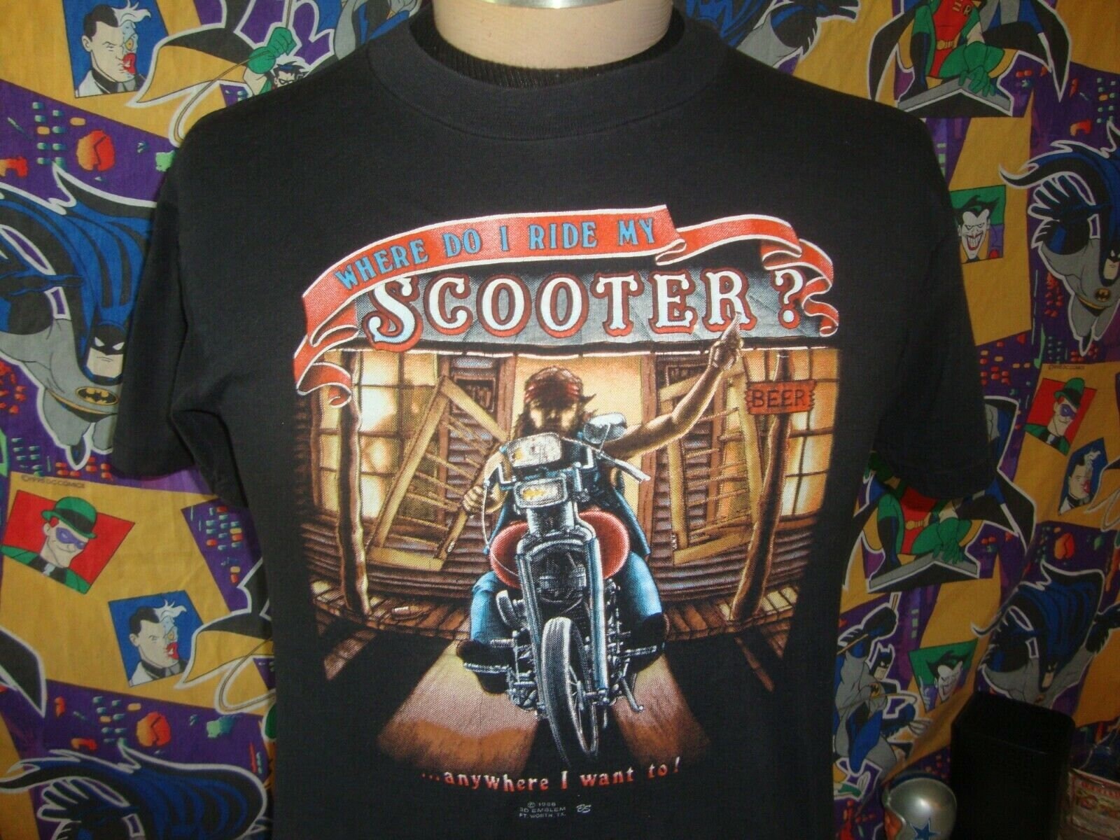 Vintage 80's 3D Emblem Harley Davidson Where Do I Ride My Scooter T Shirt M