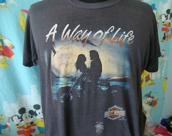Vintage 1985 Harley Davidson 3D Emblem A Way Of Life Single Stitch T Shirt L