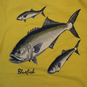 Vintage Jordan Hospital Bluefish Tournament Souvenir Yellow T Shirt S