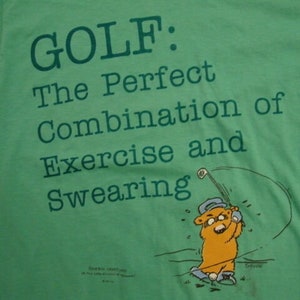 Vintage Golf Übung und Schwören Mad Bear Grußkarte Sport T Shirt S