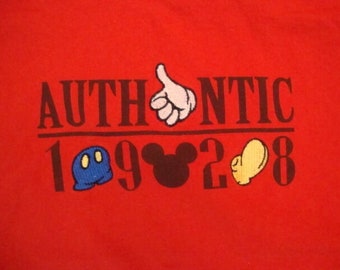 Vintage Walt Disney Mickey Mouse Authentic Since 1982 Red T Shirt Size XL