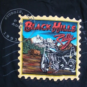 Vintage Black Hills Rally Motorcycles Sturgis South Dakota 1993 90&#39;s T Shirt L