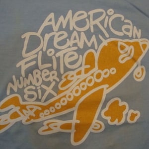 Vintage American Dream Flite Number Six, Blue airplane T Shirt S