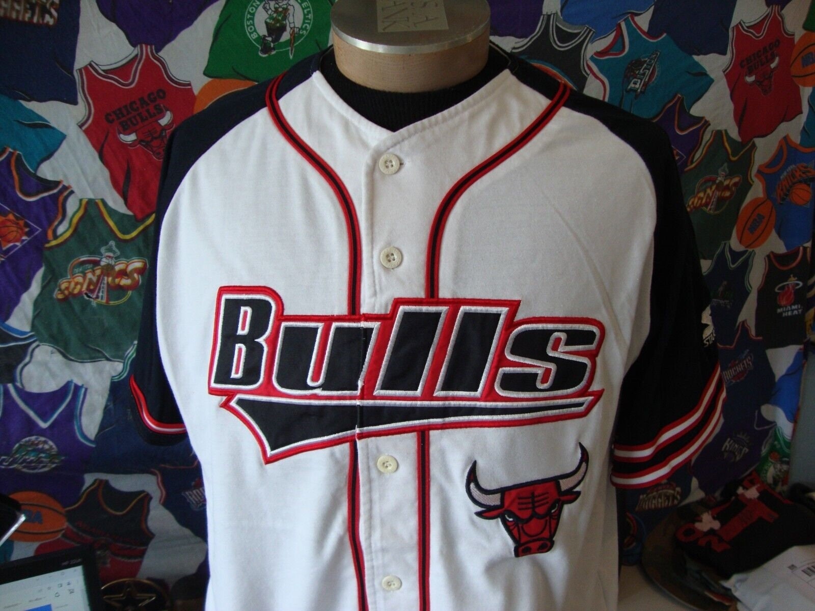 Vintage Starter Chicago Bulls Pinstripe Cotton Baseball Jersey (Size L) —  Roots