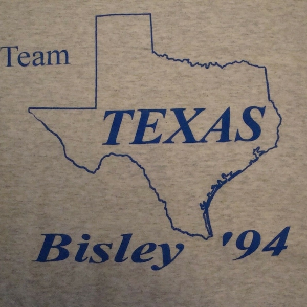 Vintage Team Texas Bisley 1994 Texas State Gray Cotton T Shirt Size XL