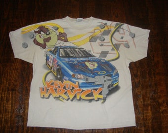 Vintage Kevin Harvick,Taz LooneyTunes Nascar Racing All Over Print T Shirt XL