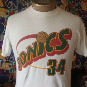 Vintage 90&#39;s Seattle Supersonics Terry Cummings Autographed T Shirt M