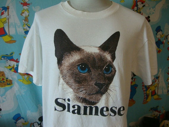 Vintage 90's Siamese Cat T Shirt L