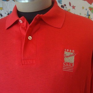 Vintage 1990 Presidents Health Club Gym Red Collar Polo Shirt adult size XL