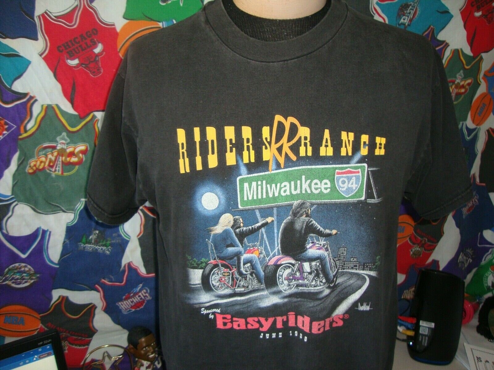 Vintage 90's Easyriders Motorcycle 1990 David Mann Riders Ranch T