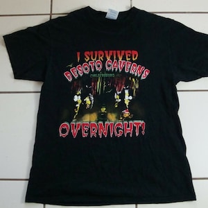 Vintage I Survived Desoto Caverns Caves Overnight Childersburg Alabama T Shirt M