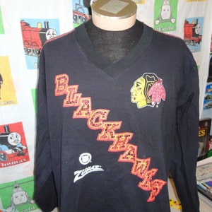 Maglia vintage anni &#39;90 Chicago Blackhawks Hockey Zubaz Jersey taglia XL