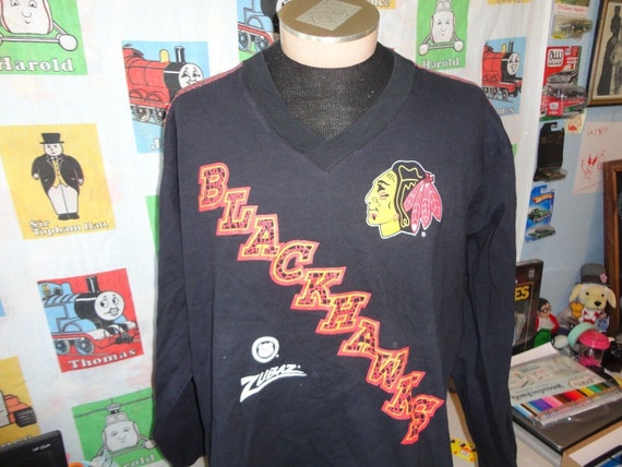 Vintage 90's Chicago Blackhawks Hockey Zubaz Jers… - image 1
