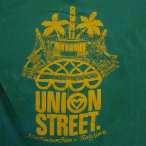 Vintage Union Street San Franciscan&#39; Bistro Francisco Bar Green T Shirt Size S