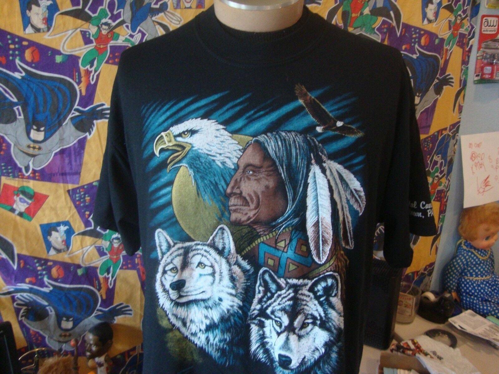 Vintage Liquid Blue Eagle USA Shirt Native American Indian T-Shirt Size 2XL  Rare