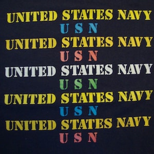 Vintage United States Navy USN Military Navy Blue Soft T Shirt Size XL
