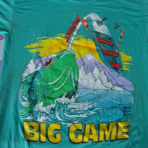 Vintage SSI 1991 Big Game fishing spitool Huge Fish T shirt Adult Size M
