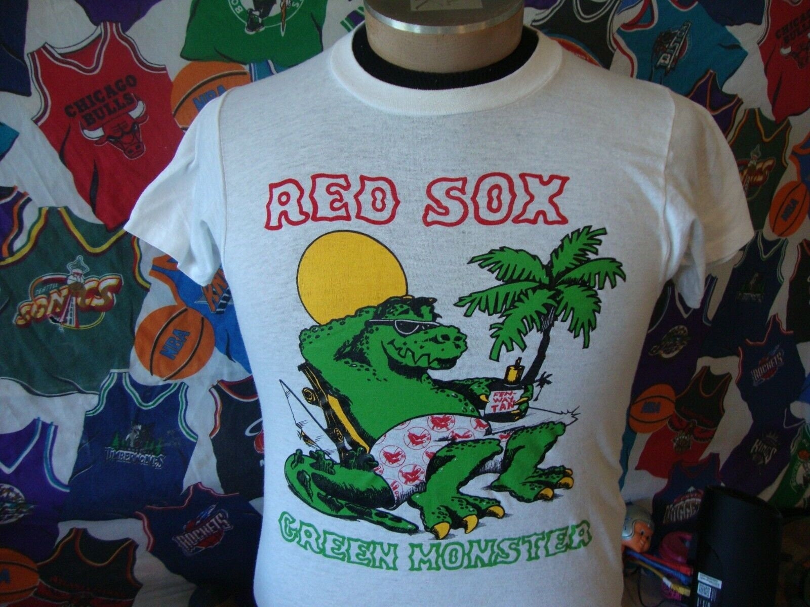 Vintage 80's Boston Red Sox Green Monster T Shirt S 