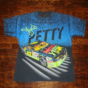 Vintage 90er Kyle Petty Mello Gelb Nascar Racing All Over Print T Shirt L