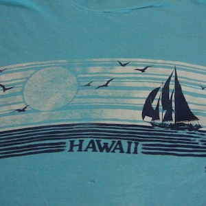 Vintage HAWAII POLY TEES Sailboat Tourist Cotton blue punk rock T Shirt size L