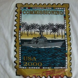 Vintage Commissioning USA 2000 USS Roosevelt Mayport White T Shirt Mens Size XL
