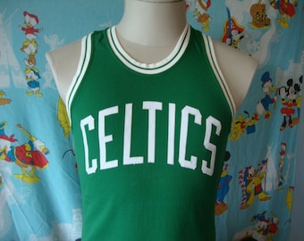 Vintage 80's Boston Celtics NBA Authentic Sand Knit Medalist Jersey 40