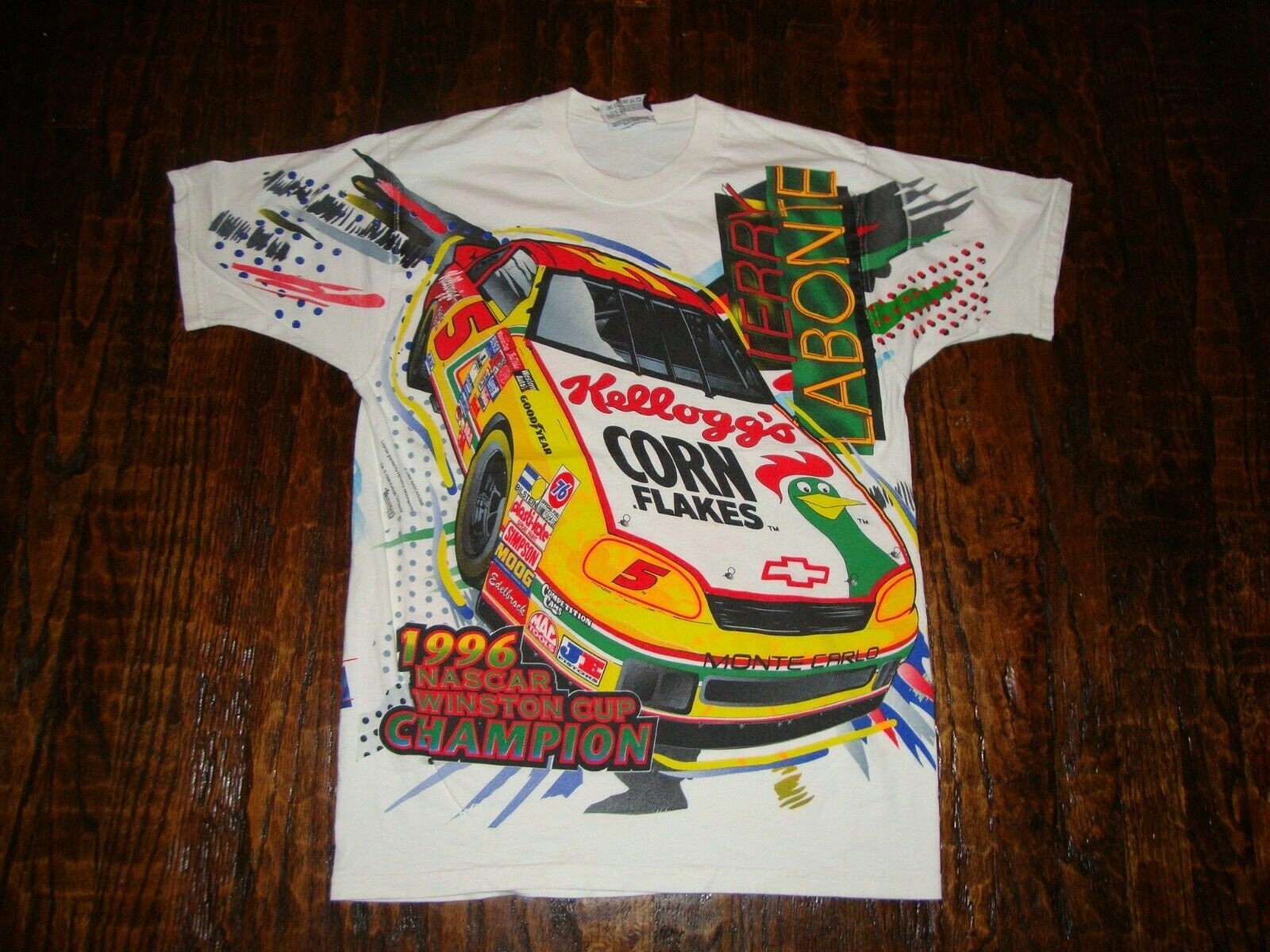 Vintage 90's Terry Labonte Nascar Corn Flakes 1996 AOP All Over