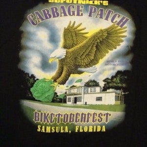 Vintage 90&#39;s Cabbage Patch Biketoberfest Motorcycle Biker Pocket T Shirt 2XL