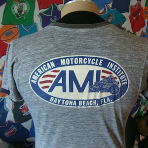 Vintage 70&#39;s AMI American Institute Motorcycle Certified Mechanic T Shirt M