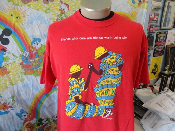 Vintage 90's Brian Joseph Shirt Adult XL Red Friends Who Care Art