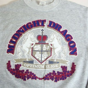 Vintage Midnight Dragon gris cuello redondo sudadera S