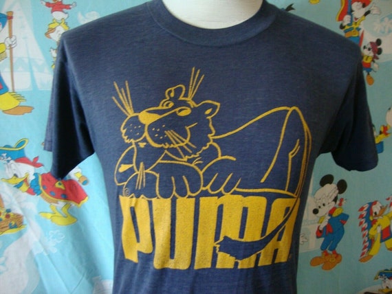 Vintage 70's Puma Cartoon Logo Soft Paper Thin Run