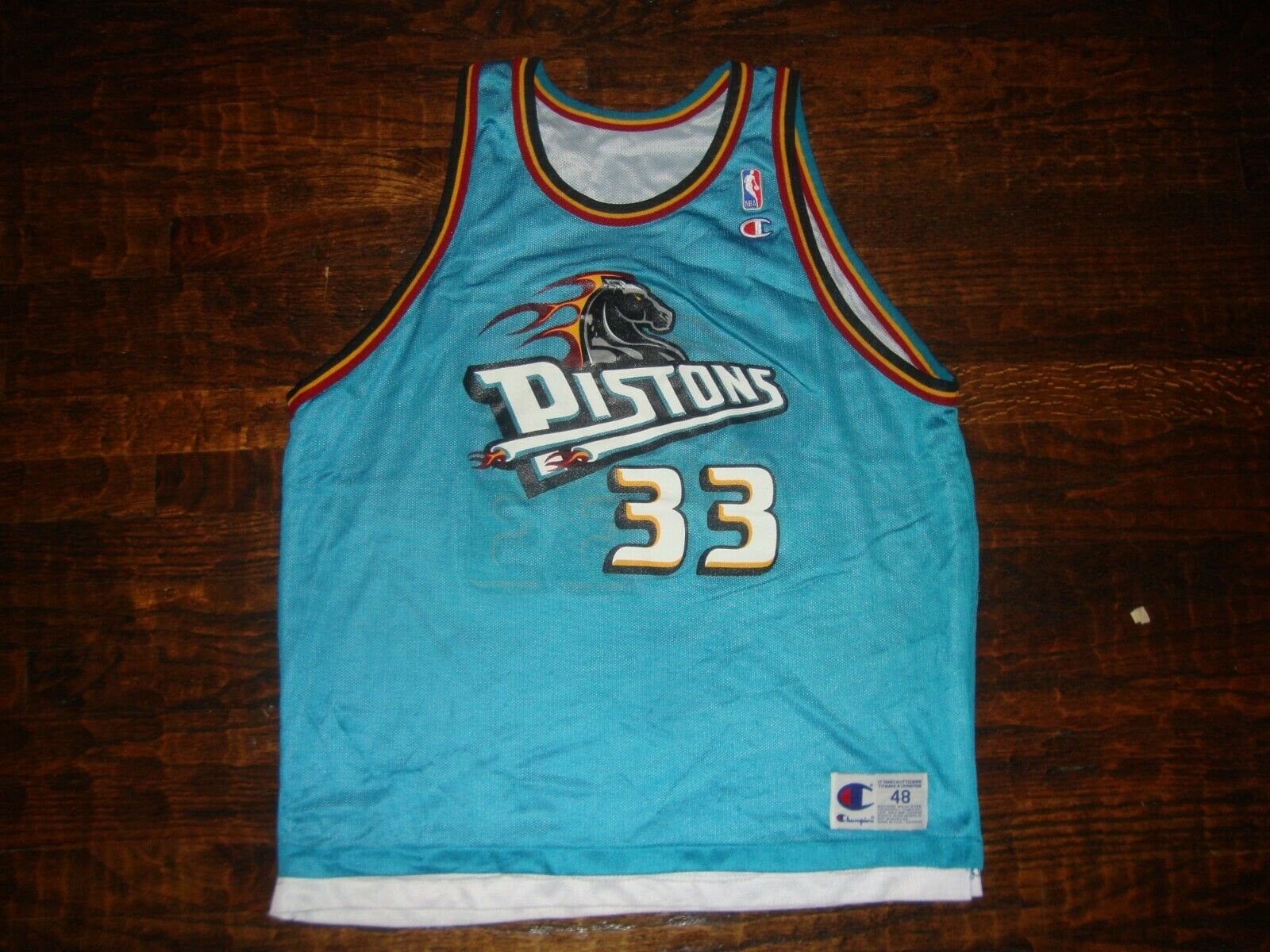 Mens Champion Detroit Pistons Grant Hill Teal NBA Basketball