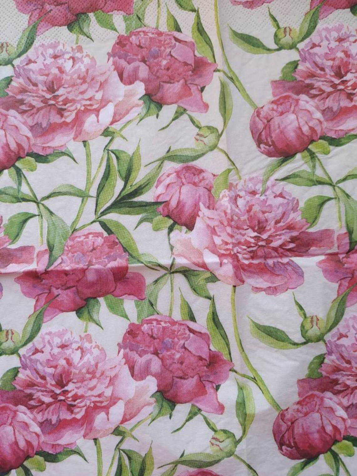 Floral paper napkin decoupage Pretty peonies Lunch napkin Pink Etsy