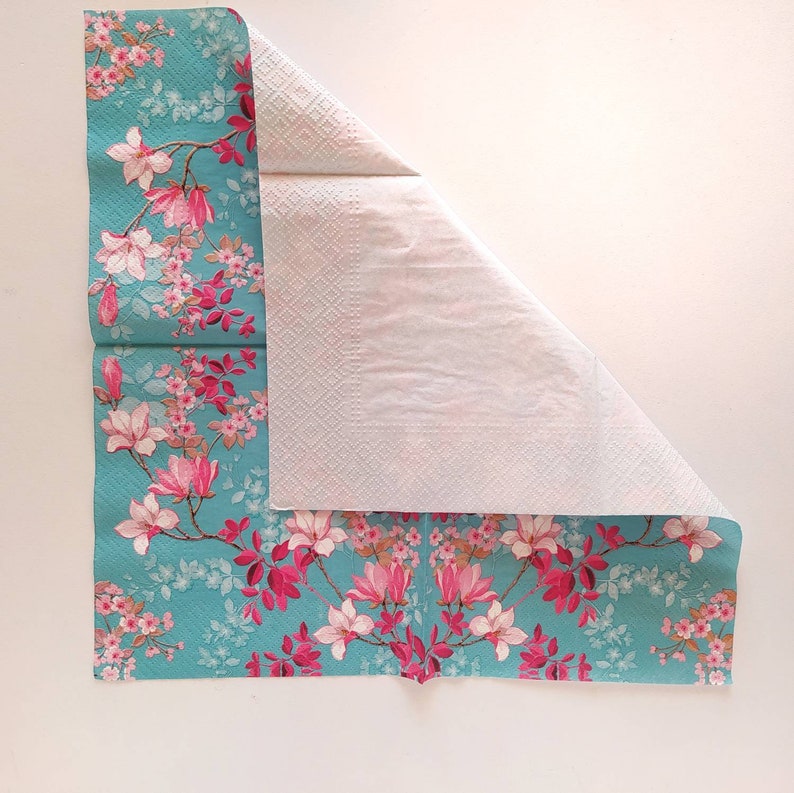 Découpage de serviette en papier bleu Petit motif floral Etsy