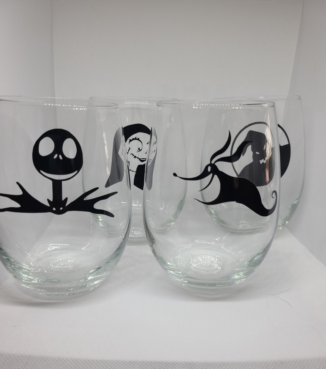 Nightmare Before Christmas Wine Glass Set Jack Skellington Etsy
