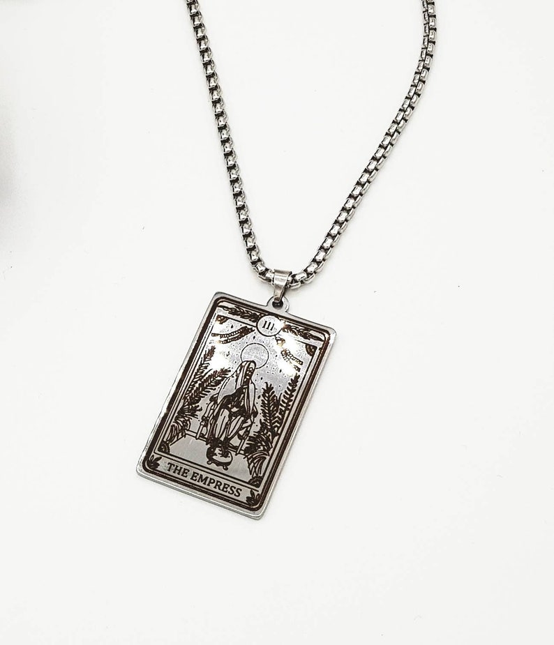 Stainless Steel Tarot Card Pendants Gothic Punk Necklace - Etsy