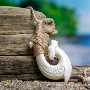 Shark Necklace - Hand Carved Fish Hook by Bali Necklaces