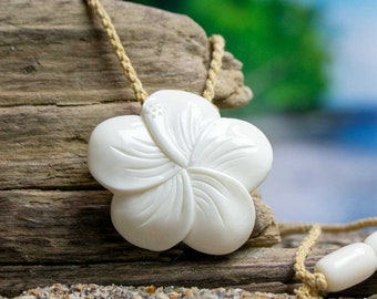 Hibiscus Flower Necklace - Hand Carved by Bali Necklaces