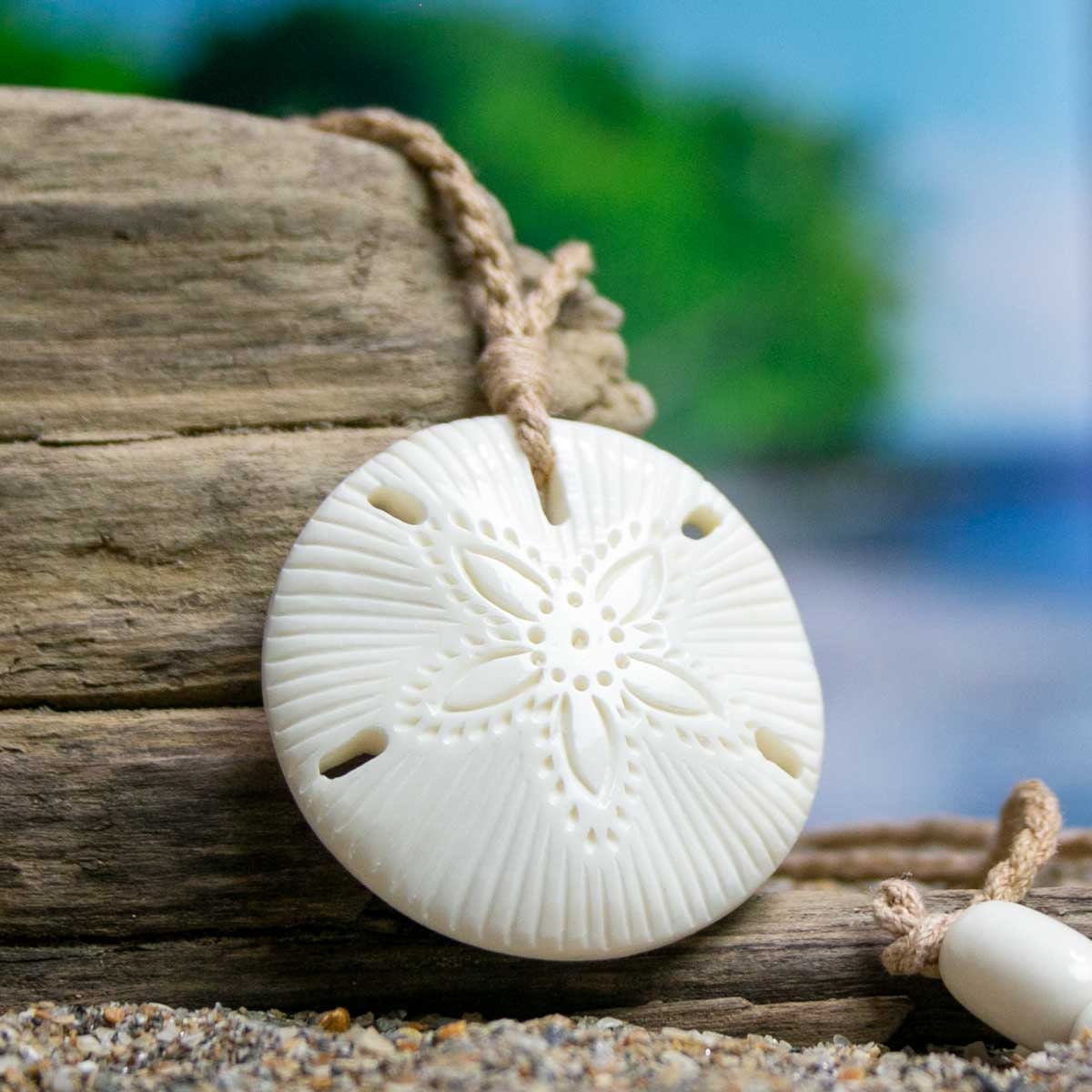 Sand Dollar Necklace Hand Carved by Bali Necklaces Etsy
