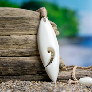 Surfboard Necklace - Hand Carved Bone Necklace by Bali Necklaces